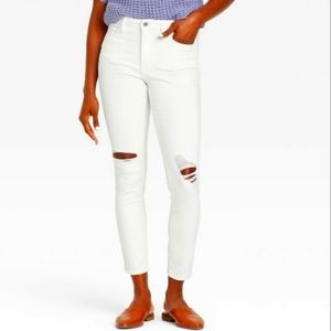 FRAYED Raw Edge Hem Distressed Damaged High-Rise Skinny Jeans NWT